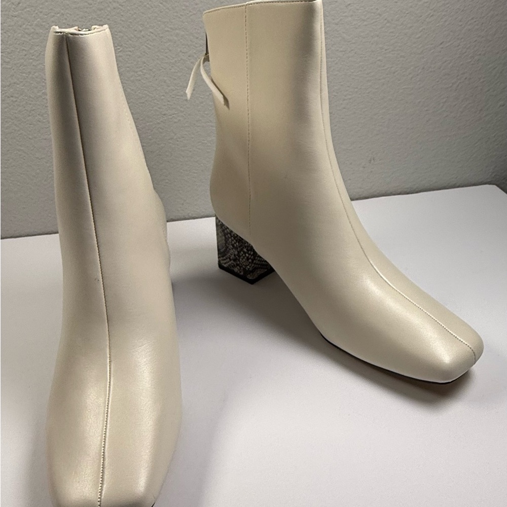 French Connection Cream Ankle Boots